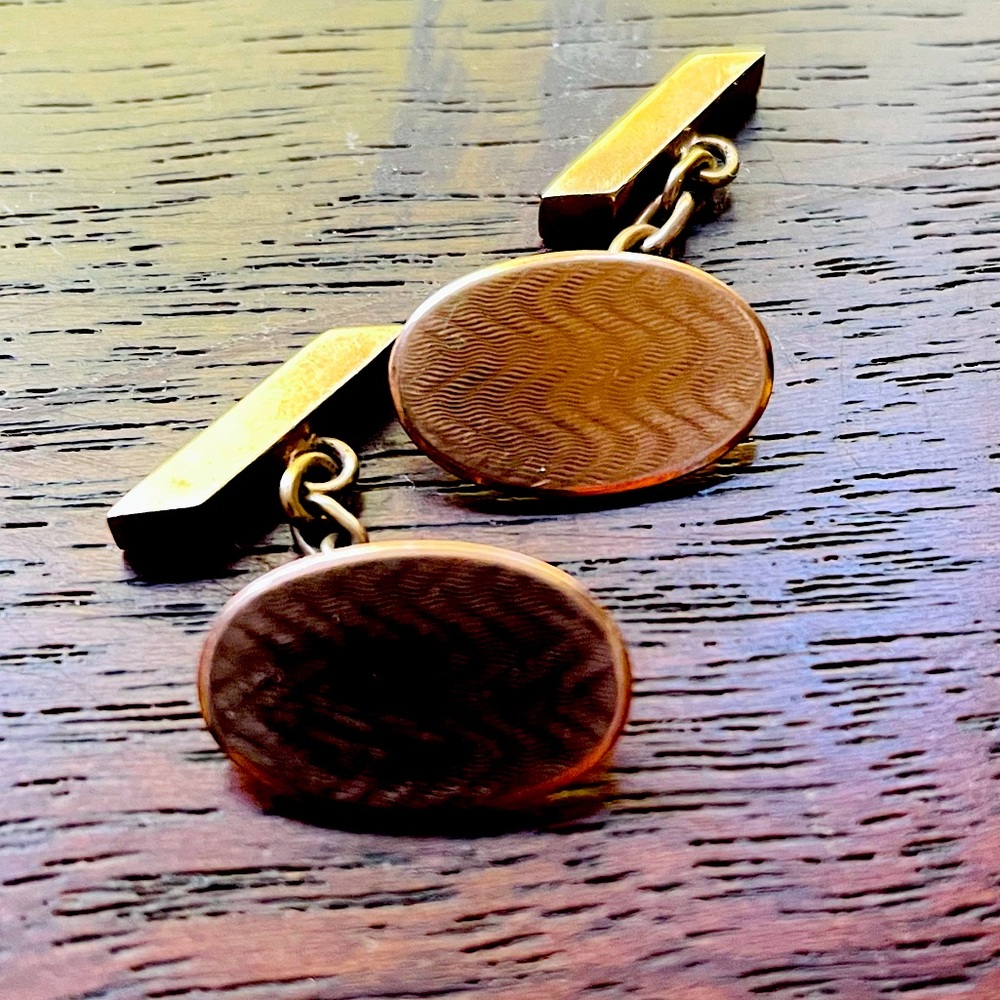 Classic Cufflinks Hallmark CS*FS 9k 375 Rose Gold London 1910